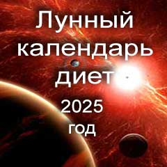Лунный календарь диеты для похудения 2025 года  и правильного питания на каждый месяц
