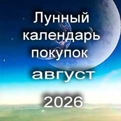 Лунный календарь покупок на август 2026 года.