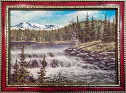 Порог.  Весенний водопад. Картина из каменной крошки художник Кувшинов В.Н.