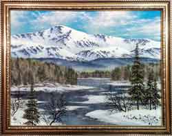 Весна на озере. Картина из каменной крошки художник Кувшинов В.Н.